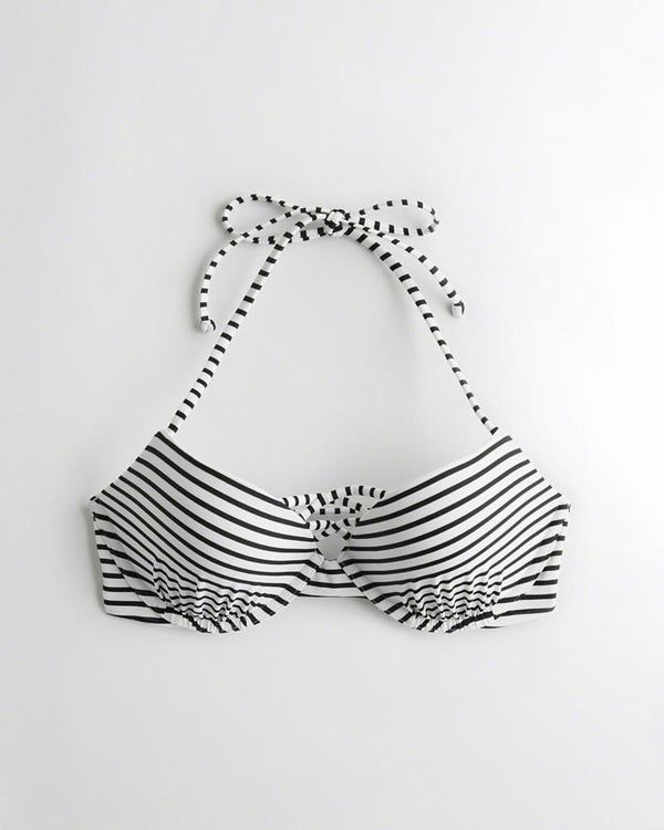 Costumi da Bagno Hollister Donna Strappy Push-Up Plunge Bikini Nere Strisce Italia (215KDPLM)